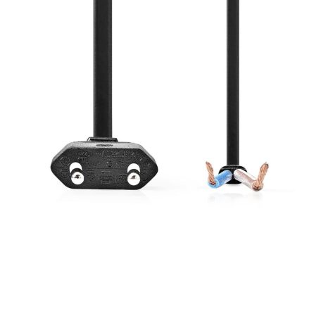 Tápkábel | Euro Férfi | Open | Egyenes | Egyenes | Nikkelezett | 3.00 m | Lapos | PVC | Fekete | Boríték