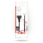 Tápkábel | Euro Férfi | Open | Egyenes | Egyenes | Nikkelezett | 3.00 m | Lapos | PVC | Fekete | Boríték