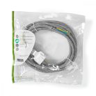 Tápkábel | Földelt Csatlakozó Dugó | Open | Egyenes | Egyenes | Nikkelezett | 3.00 m | Kerek | Pamut | Fehér / Fekete | Boríték