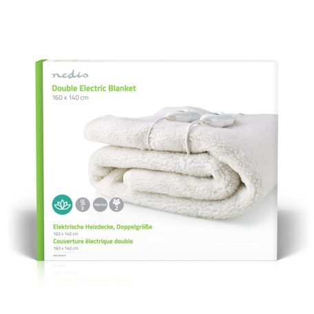 Elektromos Takaró | Alsótakaró | 2 Személy | 160 x 140 cm | 3 Hőbeállítások | Mosható | Túlmelegedés elleni védelem | Poliészter / szintetikus Gyapjú