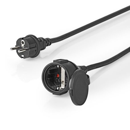 Hálózati Hosszabbító Kábel | Földelt Csatlakozó Dugó | Földelt Csatlakozó Aljzat | Egyenes | Egyenes | Nikkelezett | 20.0 m | Kerek | IP44 | Fekete | Zsugorfólia