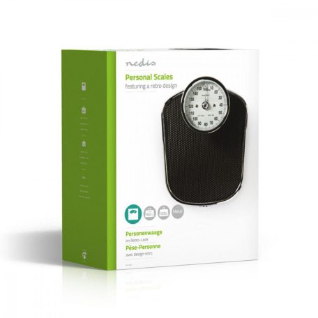 Személyes skála | Analóg | Fekete | Gumi | Csúszás gátló felület | Maximális súlymérési kapacitás: 160 kg