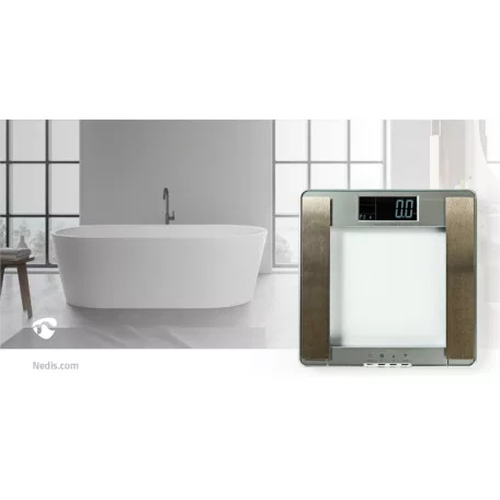 Személyes skála | Digitális | Ezüst | Edzett Üveg | Maximális súlymérési kapacitás: 180 kg | Testelemzés