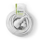 Hálózati Hosszabbító Kábel | Földelt Csatlakozó Dugó | Földelt Csatlakozó Aljzat | Egyenes | Egyenes | Nikkelezett | 10.0 m | Kerek | Fehér | Zsugorfólia