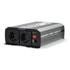 Inverter módosult szinuszhullám | Bemeneti feszültség: 12 V DC | Eszköz táp kimeneti csatlaakozó(k): Type F (CEE 7/3) / USB-A | 230 V AC 50 Hz | 1000 W | Kimenő csúcs teljesítmény: 2000 W | Csavaros Kapocs | Ezüst