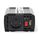 Inverter módosult szinuszhullám | Bemeneti feszültség: 12 V DC | Eszköz táp kimeneti csatlaakozó(k): Type F (CEE 7/3) / USB-A | 230 V AC 50 Hz | 300 W | Kimenő csúcs teljesítmény: 600 W | Akkumulátorsaruk + Szivargyújtó | Ezüst