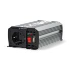 Inverter módosult szinuszhullám | Bemeneti feszültség: 12 V DC | Eszköz táp kimeneti csatlaakozó(k): Type F (CEE 7/3) / USB-A | 230 V AC 50 Hz | 300 W | Kimenő csúcs teljesítmény: 600 W | Akkumulátorsaruk + Szivargyújtó | Ezüst