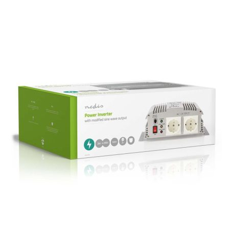 Inverter módosult szinuszhullám | Bemeneti feszültség: 24 V DC | Eszköz táp kimeneti csatlaakozó(k): Type F (CEE 7/3) | 230 V AC 50 Hz | 1000 W | Kimenő csúcs teljesítmény: 2400 W | Akkumulátor Saru | Ezüst