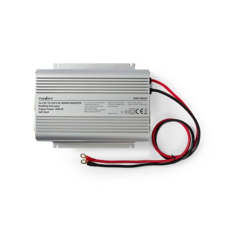Inverter módosult szinuszhullám | Bemeneti feszültség: 24 V DC | Eszköz táp kimeneti csatlaakozó(k): Type F (CEE 7/3) | 230 V AC 50 Hz | 1000 W | Kimenő csúcs teljesítmény: 2400 W | Akkumulátor Saru | Ezüst