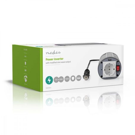 Inverter módosult szinuszhullám | Bemeneti feszültség: 12 V DC | Eszköz táp kimeneti csatlaakozó(k): Type F (CEE 7/3) / USB-A | 230 V AC 50 Hz | 150 W | Kimenő csúcs teljesítmény: 300 W | Szivargyújtó Csatlakozó | Ezüst