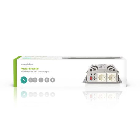 Inverter módosult szinuszhullám | Bemeneti feszültség: 12 V DC | Eszköz táp kimeneti csatlaakozó(k): Type F (CEE 7/3) | 230 V AC 50 Hz | 1700 W | Kimenő csúcs teljesítmény: 3000 W | Csavaros Kapocs | Ezüst