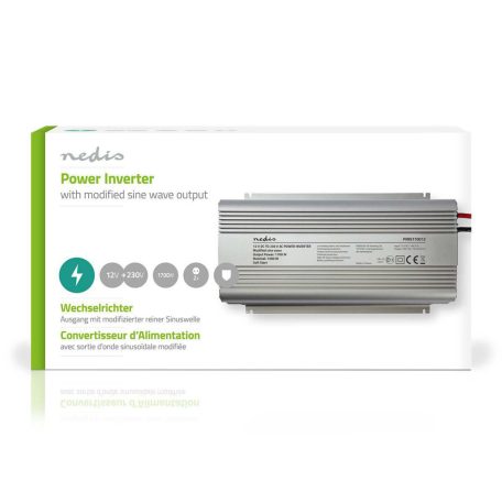 Inverter módosult szinuszhullám | Bemeneti feszültség: 12 V DC | Eszköz táp kimeneti csatlaakozó(k): Type F (CEE 7/3) | 230 V AC 50 Hz | 1700 W | Kimenő csúcs teljesítmény: 3000 W | Csavaros Kapocs | Ezüst