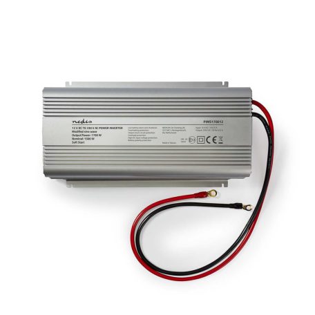 Inverter módosult szinuszhullám | Bemeneti feszültség: 12 V DC | Eszköz táp kimeneti csatlaakozó(k): Type F (CEE 7/3) | 230 V AC 50 Hz | 1700 W | Kimenő csúcs teljesítmény: 3000 W | Csavaros Kapocs | Ezüst