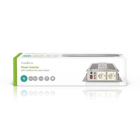 Inverter módosult szinuszhullám | Bemeneti feszültség: 24 V DC | Eszköz táp kimeneti csatlaakozó(k): Type F (CEE 7/3) | 230 V AC 50 Hz | 1700 W | Kimenő csúcs teljesítmény: 3000 W | Csavaros Kapocs | Ezüst