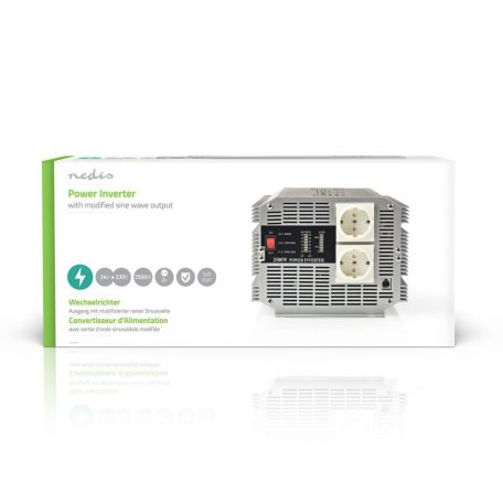 Inverter módosult szinuszhullám | Bemeneti feszültség: 24 V DC | Eszköz táp kimeneti csatlaakozó(k): Type F (CEE 7/3) | 230 V AC 50 Hz | 2500 W | Kimenő csúcs teljesítmény: 5000 W | Csavaros Kapocs | Ezüst