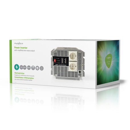 Inverter módosult szinuszhullám | Bemeneti feszültség: 24 V DC | Eszköz táp kimeneti csatlaakozó(k): Type F (CEE 7/3) | 230 V AC 50 Hz | 2500 W | Kimenő csúcs teljesítmény: 5000 W | Csavaros Kapocs | Ezüst