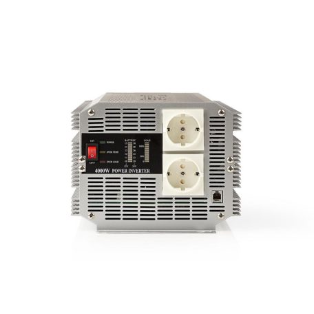 Inverter módosult szinuszhullám | Bemeneti feszültség: 24 V DC | Eszköz táp kimeneti csatlaakozó(k): Type F (CEE 7/3) | 230 V AC 50 Hz | 4000 W | Kimenő csúcs teljesítmény: 8000 W | Csavaros Kapocs | Ezüst