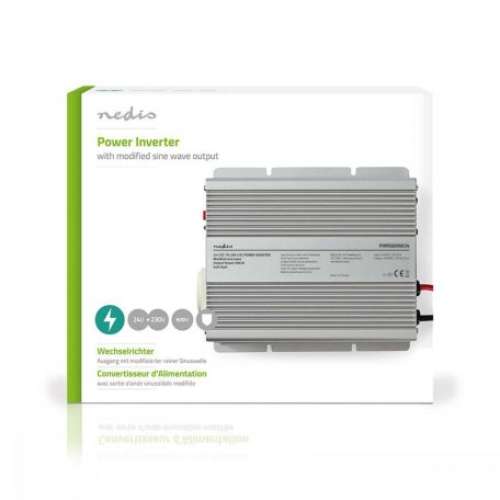 Inverter módosult szinuszhullám | Bemeneti feszültség: 24 V DC | Eszköz táp kimeneti csatlaakozó(k): Type F (CEE 7/3) | 230 V AC 50 Hz | 600 W | Kimenő csúcs teljesítmény: 1500 W | Akkumulátor Saru | Ezüst