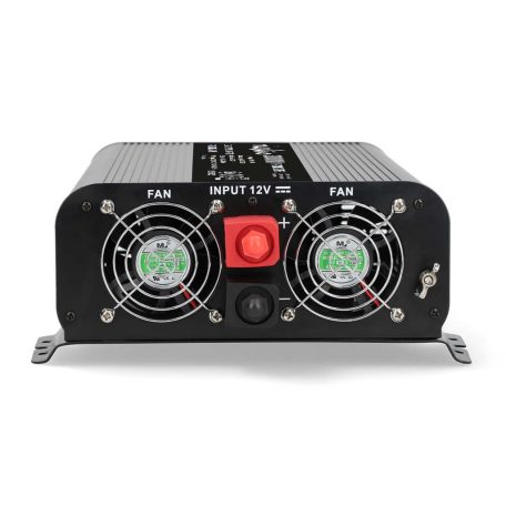 Inverter tiszta szinuszos | Bemeneti feszültség: 12 V DC | Eszköz táp kimeneti csatlaakozó(k): Type F (CEE 7/3) / USB-A / USB-C™ | 230 V AC 50 Hz | 2000 W | Kimenő csúcs teljesítmény: 4000 W | Csavaros Kapocs | Tiszta Szinusz Hullám | Biztosíték | Fekete