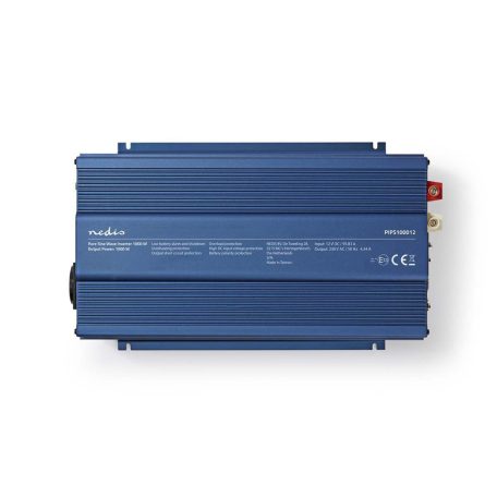 Inverter tiszta szinuszos | Bemeneti feszültség: 12 V DC | Eszköz táp kimeneti csatlaakozó(k): Type F (CEE 7/3) | 230 V AC 50 Hz | 1000 W | Kimenő csúcs teljesítmény: 2000 W | Csavaros Kapocs | Tiszta Szinusz Hullám | Biztosíték | Kék