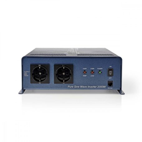 Inverter tiszta szinuszos | Bemeneti feszültség: 24 V DC | Eszköz táp kimeneti csatlaakozó(k): 2 | 230 V AC 50 Hz | 2000 W | Kimenő csúcs teljesítmény: 4000 W | Aljzat típusa: F (CEE 7/3) | Csavaros Kapocs | Tiszta Szinusz Hullám | Biztosíték | Kék