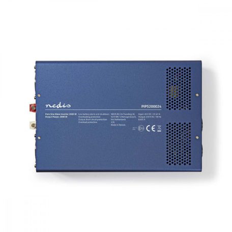 Inverter tiszta szinuszos | Bemeneti feszültség: 24 V DC | Eszköz táp kimeneti csatlaakozó(k): 2 | 230 V AC 50 Hz | 2000 W | Kimenő csúcs teljesítmény: 4000 W | Aljzat típusa: F (CEE 7/3) | Csavaros Kapocs | Tiszta Szinusz Hullám | Biztosíték | Kék