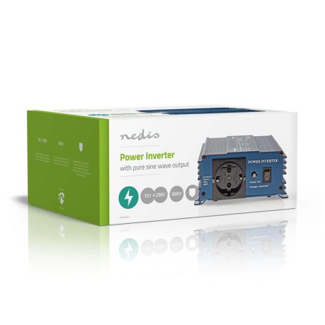 Inverter tiszta szinuszos | Bemeneti feszültség: 12 V DC | Eszköz táp kimeneti csatlaakozó(k): Type F (CEE 7/3) | 230 V AC 50 Hz | 300 W | Kimenő csúcs teljesítmény: 500 W | Csavaros Kapocs | Tiszta Szinusz Hullám | Biztosíték | Kék