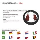 3 fázisú kültéri hosszabbító 10 m / 1 aljzat / fekete / gumi / 400 V / 2,5 mm2