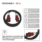 3 fázisú kültéri hosszabbító 20 m / 1 aljzat / fekete / gumi / 400 V / 2,5 mm2