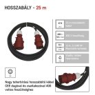 3 fázisú kültéri hosszabbító 25 m / 1 aljzat / fekete / gumi / 400 V / 2,5 mm2