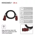 3 fázisú kültéri hosszabbító 25 m / 1 aljzat / fekete / gumi / 400 V / 4 mm2