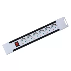   Home PNV 06K/WH hálózati elosztó, 2 m, H05VV-F 3G1,0 mm2 kábel, kapcsolós, IP20 kivitel, 6 aljzat gyermekvédelemmel, max. 3500W, fehér, felakasztható