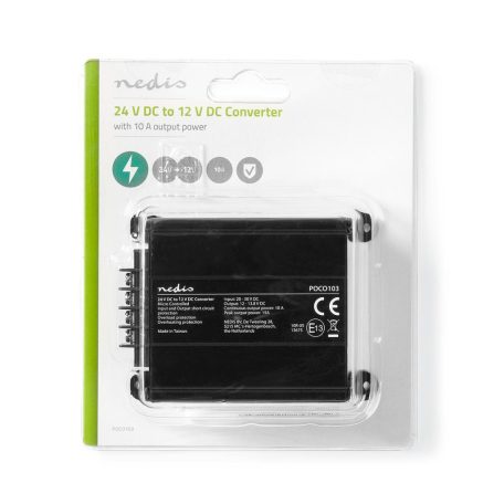 Teljesítmény Converter | Autós Táp | 24 V DC | 12 V DC | 120 W | Csavar Csatlakozó | Biztosítékkal ellátva | Fekete