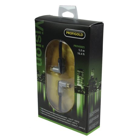 Koax Kábel120 dB Döntött Koax Dugó - Koax Aljzat 5.00 m Fekete