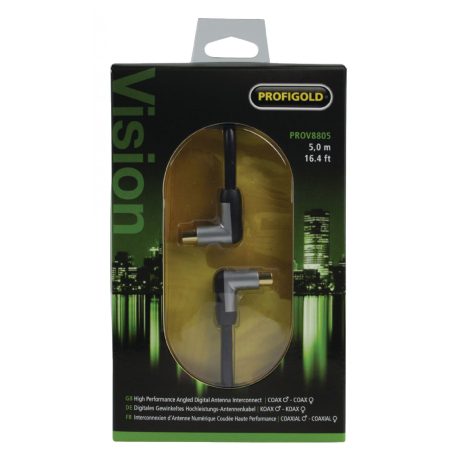 Koax Kábel120 dB Döntött Koax Dugó - Koax Aljzat 5.00 m Fekete