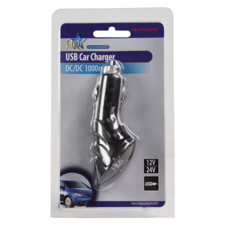 Autós Töltő 1-Kimenet 1.0 A USB Fekete