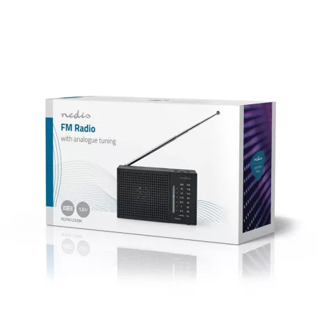 FM rádió | Hordozható kivitel | AM / FM | Elemes Áramellátás | Analóg | 1.5 W | Fekete Fehér Képernyő | Fejhallgató kimenet | IP20 | Fekete