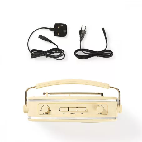 FM rádió | Asztali Kivitel | AM / FM | Elemes Áramellátás / Hálózati Áramellátás | Analóg | 4.5 W | Hordozó fogantyú | Elefántcsont