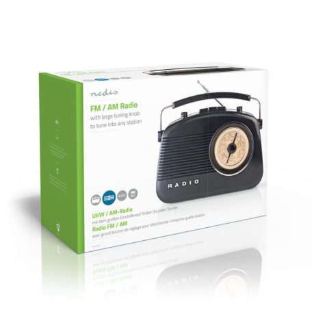 FM rádió | Asztali Kivitel | AM / FM | Elemes Áramellátás / Hálózati Áramellátás | Analóg | 4.5 W | IP20 | Hordozó fogantyú | Fekete