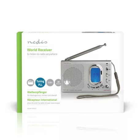 World Radio | Hordozható kivitel | AM / FM / SW | Elemes Áramellátás / Hálózati Áramellátás | Digitális | 1.5 W | Fejhallgató kimenet | Ébresztő óra | Alvás időzítő | Szürke