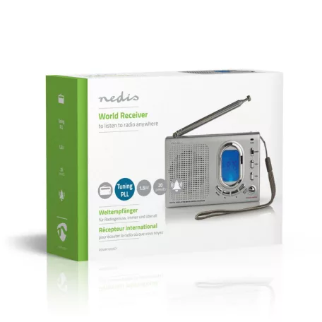 World Radio | Hordozható kivitel | AM / FM / SW | Elemes Áramellátás / Hálózati Áramellátás | Digitális | 1.5 W | Fejhallgató kimenet | Ébresztő óra | Alvás időzítő | Szürke