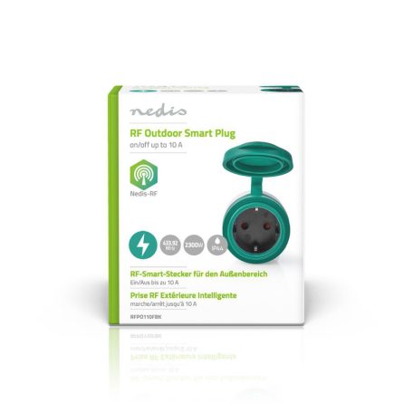 RF Dugó | 433 MHz | IP44 | 2300 W | Földelt csatlakozó / F típus (CEE 7/7) | -20 - 50 °C | Fekete / Zöld