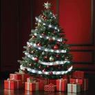 Home RLS10WH LED-es szalag mintákkal, ezüst színű szalag, 8 funkció, 100db hidegfehér LED, 10m hosszú, 5cm széles, elemes tápellátás, beltéri kivitel