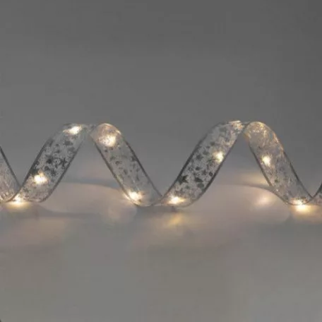 Home RLS10WH LED-es szalag mintákkal, ezüst színű szalag, 8 funkció, 100db hidegfehér LED, 10m hosszú, 5cm széles, elemes tápellátás, beltéri kivitel