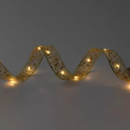 Home RLS10WW LED-es szalag mintákkal, arany színű szalag, 8 funkció, 100db melegfehér LED, 10m hosszú, 5cm széles, elemes tápellátás, beltéri kivitel