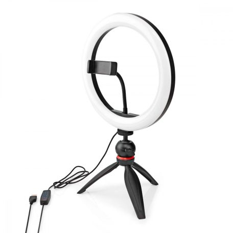 NEDIS körlámpa szelfik, vlogok, oktatóanyagok, TikTok-, Instagram- vagy YouTube-videók készítés | 10 inch | 120 LED's | 2700 - 6700 K | Háromlábú Állvány | Fekete