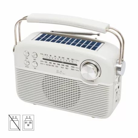 SAL RPR9 napelemes rádió multimédia lejátszóval, FM-AM-SW rádió, Bluetooth, USB és microSD csatlakozás, beépített akkumulátor