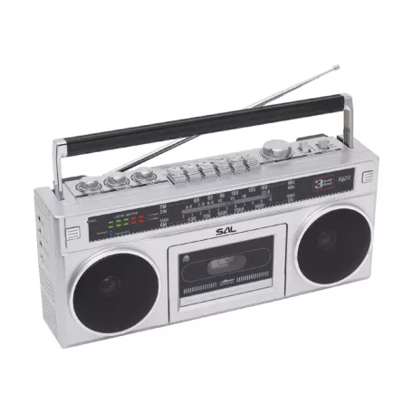 SAL RRTBRONX sztereó kazettás rádiós magnó, Bluetooth, USB, microSD, MP3, multi-felvétel és archiválás, 3-sávos rádió