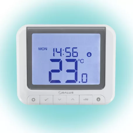 SALUS RT520 vezetékes szobatermosztát, Opentherm csatlakozó, kontaktus kimenet, LCD, PIN kód, szerviz figyelmeztető, 5 - 32,5 °C