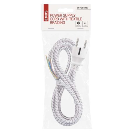 EMOS Szerelhető vezeték 3x0.75 2.4m fehér fonott